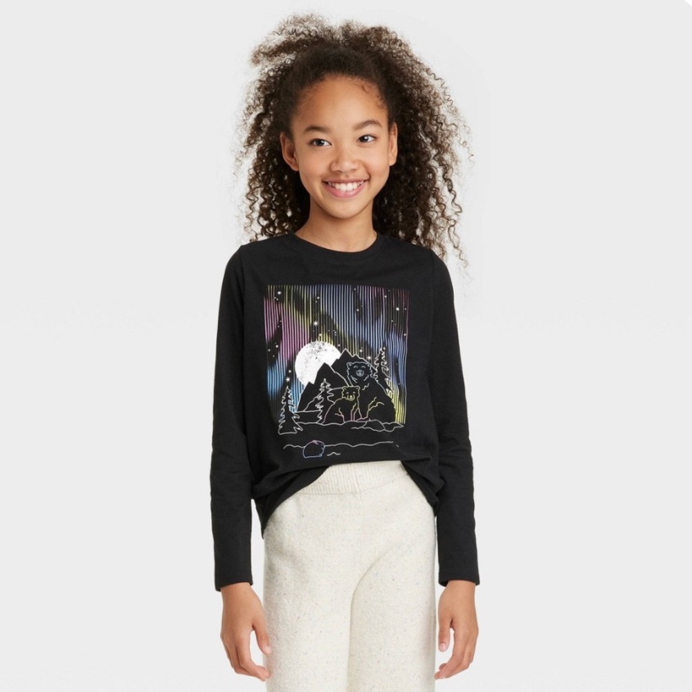 Cat & Jack Black Graphic Long Sleeve T-Shirt